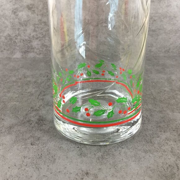 Arbys Christmas Holiday Holly Berry Tumbler Glass 5" 1983 Festive Design - Picture 5 of 7